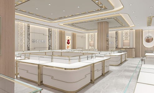 Light Luxury Jewelry Store Old Temple Gold 3d model