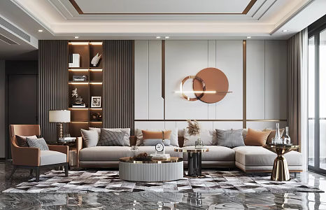 Light Luxury Living Room 3d model