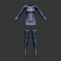 Modern Sleek Futuristic Blue Outfit With Detailed Top And Long Boots