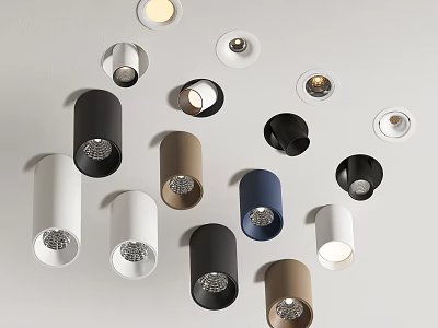 Modern Downlights And Spotlights With Various Colors For Indoor Lighting Decoration 3d model