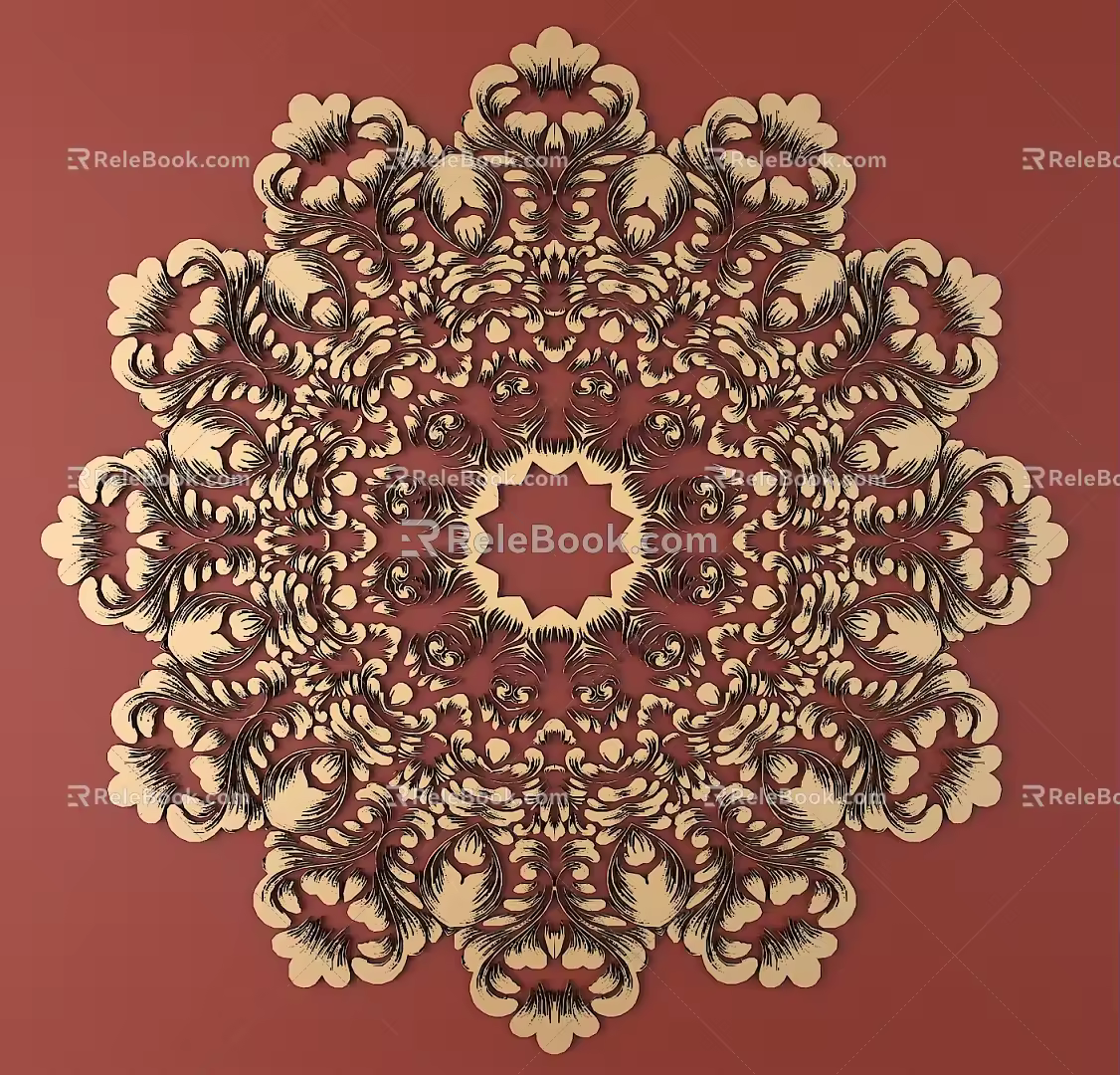 European-style Metal Carved Baroque Carved European Pattern Hollow Carved Pattern 3d model