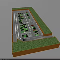 Parking Lot Layout Design Featuring Green Landscaping Orange Border White Lines And Blue Markers