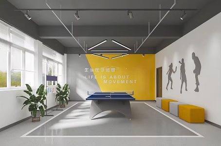 Modern table tennis room 3d model