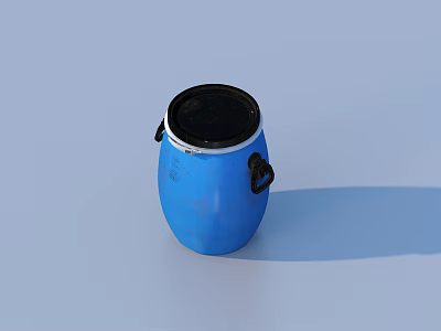 Durable Blue Household Storage Bucket With Black Lid And Two Handles 3d model