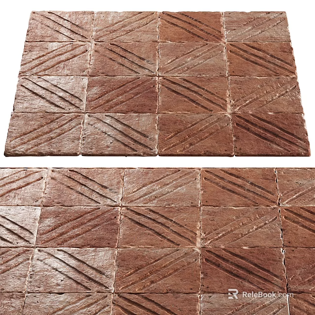 Natural Stone Wood Textured Tiles With Diagonal Pattern For Decorative Wall And Flooring 3d model