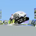 Campus Run Activity On Playground With Active Student And Promotional Posters