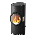 Modern Fireplaces With Round Glass And Burning Flames 3d model