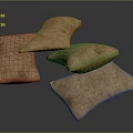 Brown Decorative Fabric Pillows Stacked On Dark Surface For Home Decor