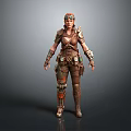 Steampunk Female Character With Mechanical Armor And Goggles 3D Model Design
