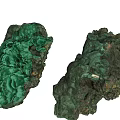 Natural Green Rockery Stones With Textured Surfaces And Shiny Patterns On White Background