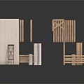 Wooden Architectural Models With Fence Ladder Planks Posts And Design Elements 3d model