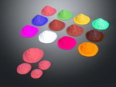 Vibrant Assorted Food Coloring Powders in Various Bright Colors for Baking Decorations 3d model