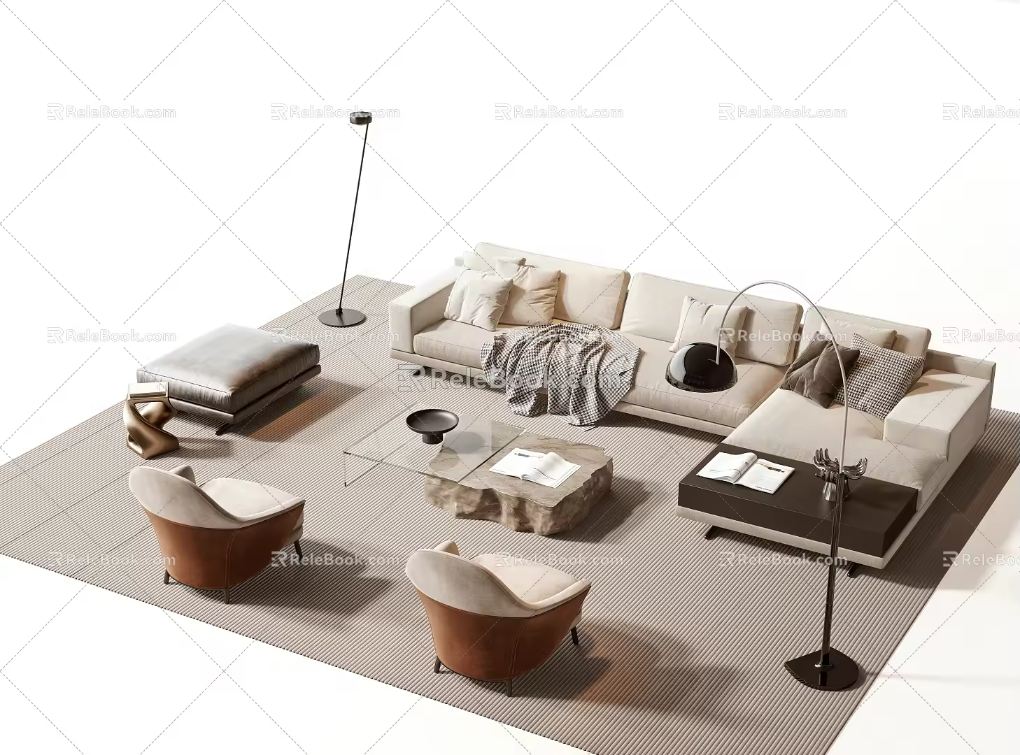Modern sofa coffee table group 3d model