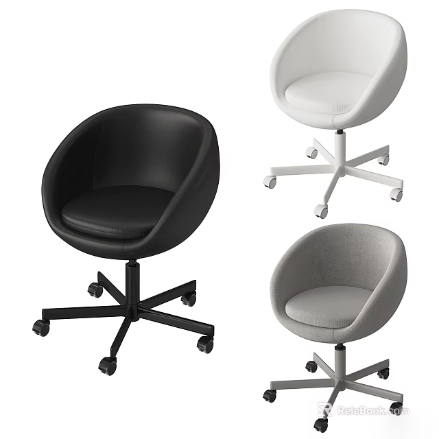 Modern Office Chair Designs in Black White Grey with Swivel Wheels and Comfortable Seats 3d model 