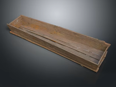 Vintage Wooden Tray with Rustic Rectangular Shape and Natural Wood Texture 3d model