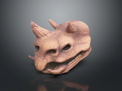 3D Rendered Monster Skull With Horns Eye Sockets And Textured Surface 3d model