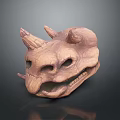 3D Rendered Monster Skull With Horns Eye Sockets And Textured Surface
