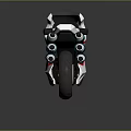 Sleek Modern Motorcycle With White Body Red Accents And Blue Exhaust Pipes