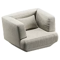 Modern Single Seater Sofa In Light Gray Fabric With Cozy Cushion Design