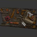 Wooden Kitchen Countertop Display With Wine Bottles Beer And Paper Bag Items