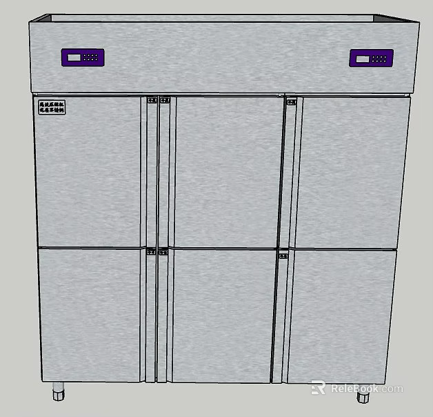 Refrigerator Freezer with Multiple Doors Gray Finish Top Control Panels Large Capacity Design 3d model 
