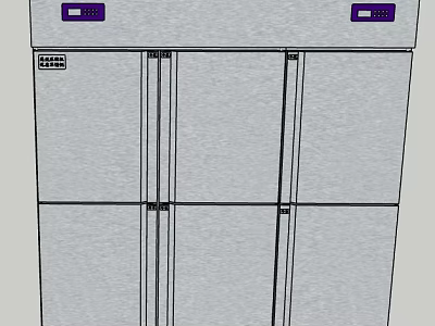 Refrigerator Freezer with Multiple Doors Gray Finish Top Control Panels Large Capacity Design 3d model