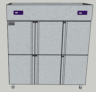 Commercial kitchen six-door freezer 3d model