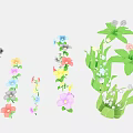 Colorful Garden Plants With Various Flowers In Pink Yellow Blue Purple And Green Leaves