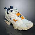 Reebok Instapump Fury White Orange Blue Sneakers With Pump Button Mesh Upper Beige Sole