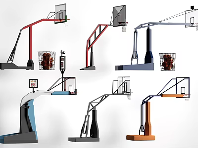 Various Design Basketball Hoops In Multiple Colors For Sports Fitness Training 3d model