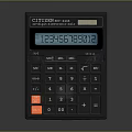 Black Electronic Calculator With Orange Function Buttons Digital Display Showing Numbers 3d model