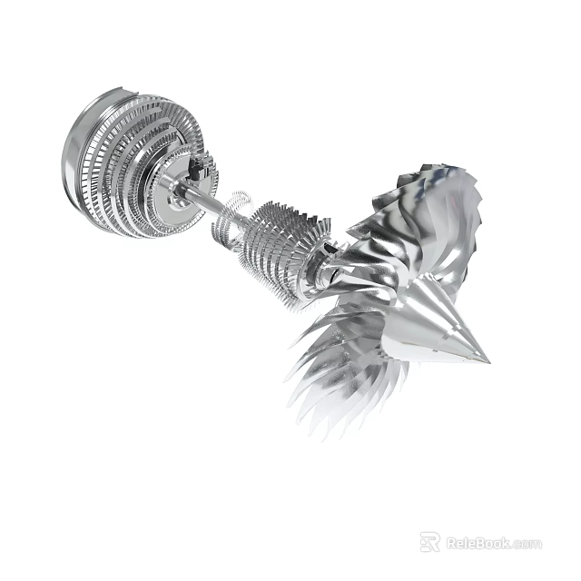 Turbine Engine Component With Rotating Blades And Metal Shaft Structure 3d model 