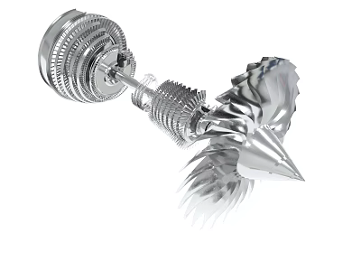 Turbine Engine Component With Rotating Blades And Metal Shaft Structure 3d model