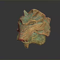 Elegant Verdigris and Golden Dragon Head Sculpture with Intricate Decorative Details