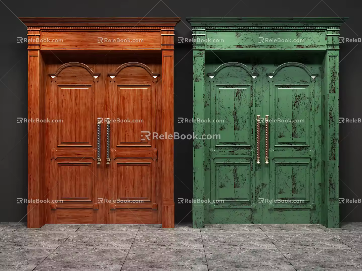 European-style double door 3d model
