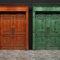 European-style double door 3d model