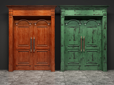 European-style double door 3d model