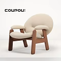 Modern Accent Chair with Cream Bouclé Upholstery and Wooden Frame for Living Room Decor