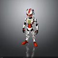 White Red Mechanical Robot Character With Armor Helmet And Standing 3D Model Design 3d model