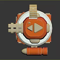 Futuristic Weapon With Red Gold White Metallic Turret Cannon And Missile Launcher