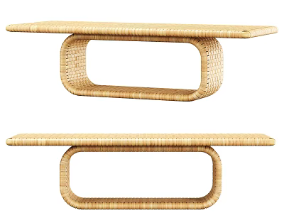 Modern Rattan Coffee Table With Ring Shaped Base And Woven Texture 3d model