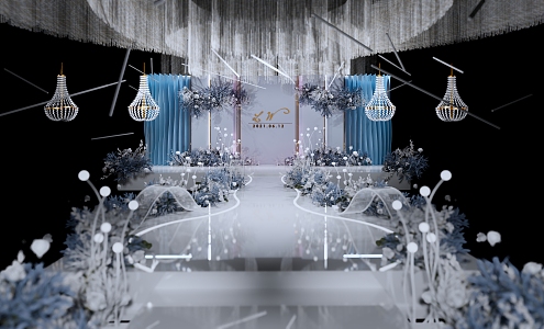 Blue White Wedding Modern Wedding Scene 3d model