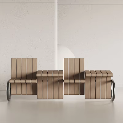 Modern Wooden Outdoor Chair With Metal Frame For Garden Patio Seating 3d model
