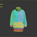 Turquoise and Light Brown High Neck Zipper Loose Fit Soft Sweater Top