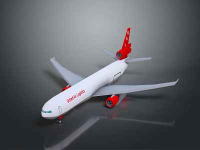 Global Express Airplane Model With White Body Red Tail Detailed 3d model