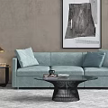Modern Three-Seat Sofa Nordic Three-Seat Sofa Coffee Table Side Table Small Chandelier 3d model