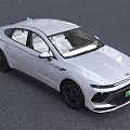 Hyundai Silver Electric Sedan With Green License Plate 3d model