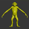 Hairless Skinny Monkey Standing With Long Limbs And Bald Head On Dark Background