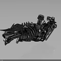 Mechanical Weapon with Intricate Metal Structure Futuristic Design Barrel and Gear Components