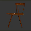 Wooden Leisure Chair With Curved Slat Back And Woven Seat Design Details